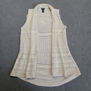 Wrangler Retro Long Knit Vest Womens XXL Open Front Neutral Oatmeal Boho Cowgirl